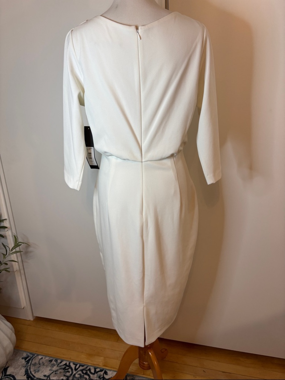 Badgley Mischka Ivory Boatneck Midi Dress - Picture 5 of 7